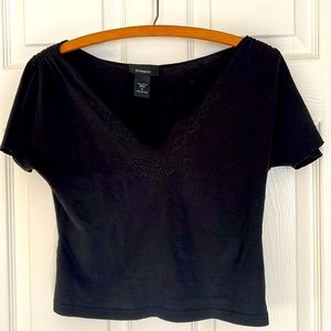 Express Black Shirt - Beautiful Detail - Size S -17 1/2” Long
